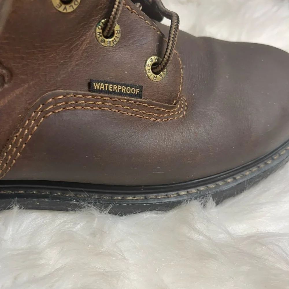 Wolverine Men SZ 12M Leather Brown Boots Work Composite Toe Waterproof W10104